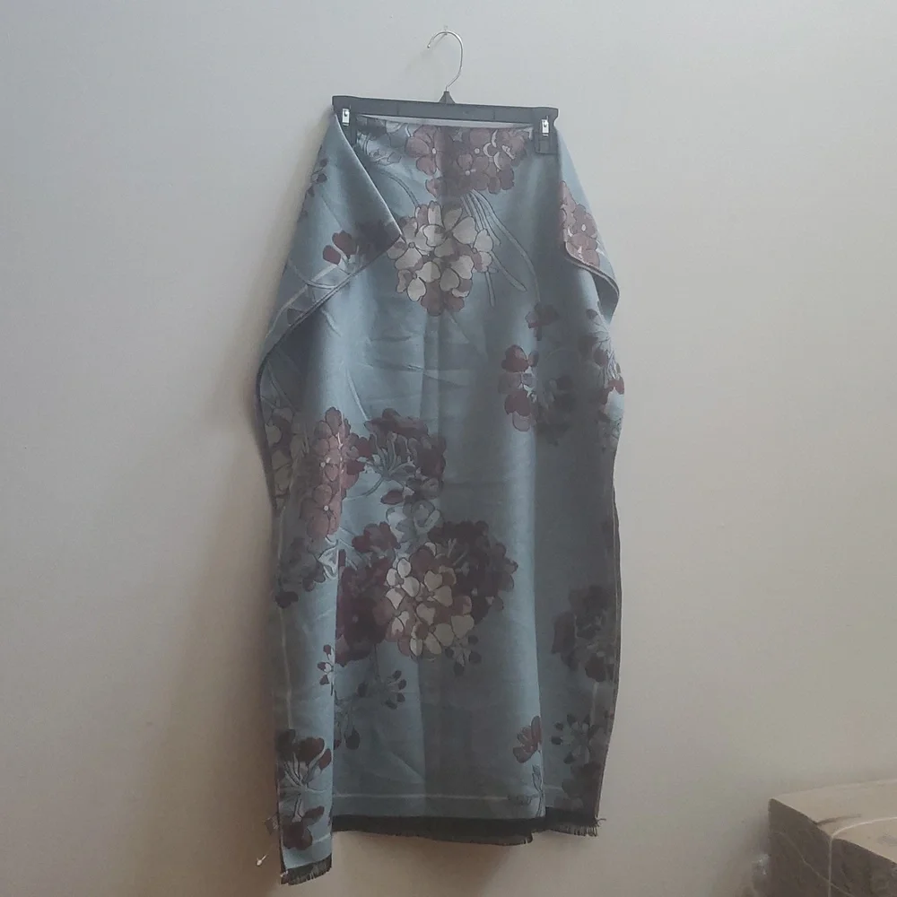 SAACHI BOTANICAL REVERSIBLE PRINT SCARF /SIZE:ONE SIZE /LIGHT BLUE